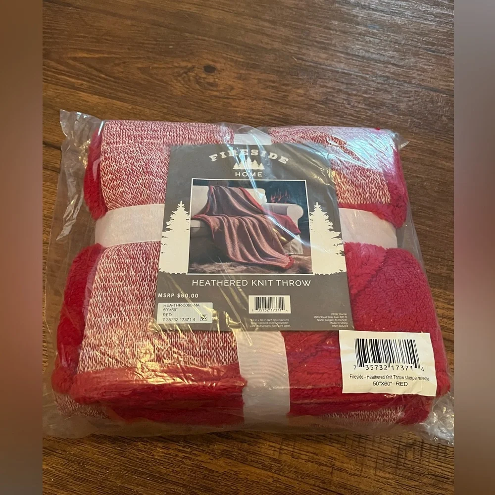 Fleece Heathered Knit Throw Sherpa Reverse Red Perfect 4 Anytime Of The Year